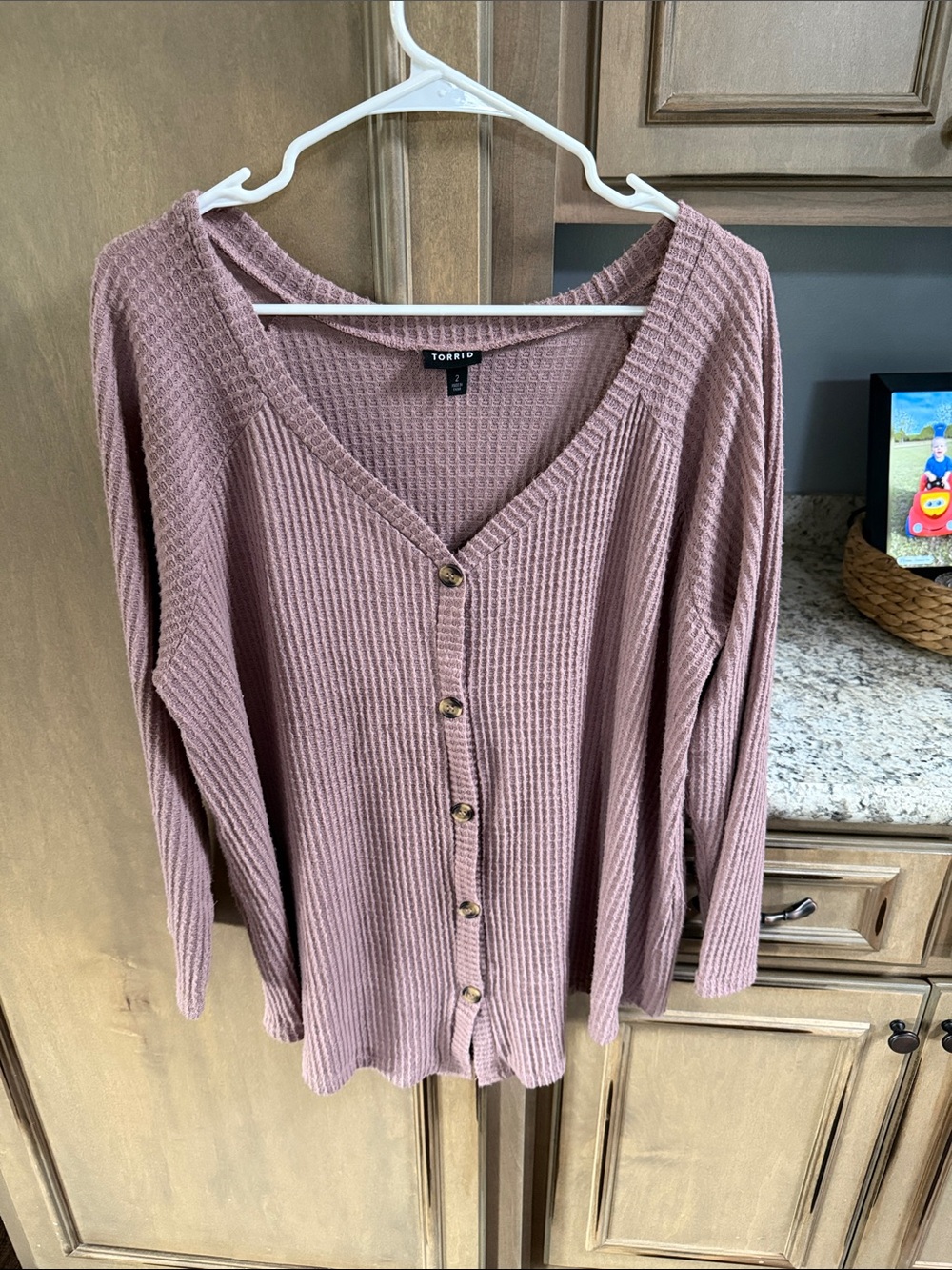 torrid Dusty Rose Waffle-Knit Button Cardigan